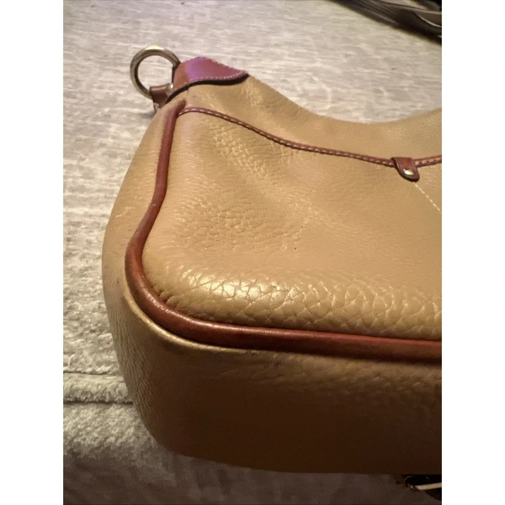 Dooney & Bourke Pebble Grain Kimberly Crossbody Bag Tan & Brown Trim